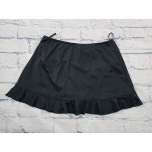 Fit 4 Ur Hips WOMENS SIZE 10 Black Solid Swim Skirt Ruffle Trim Skort